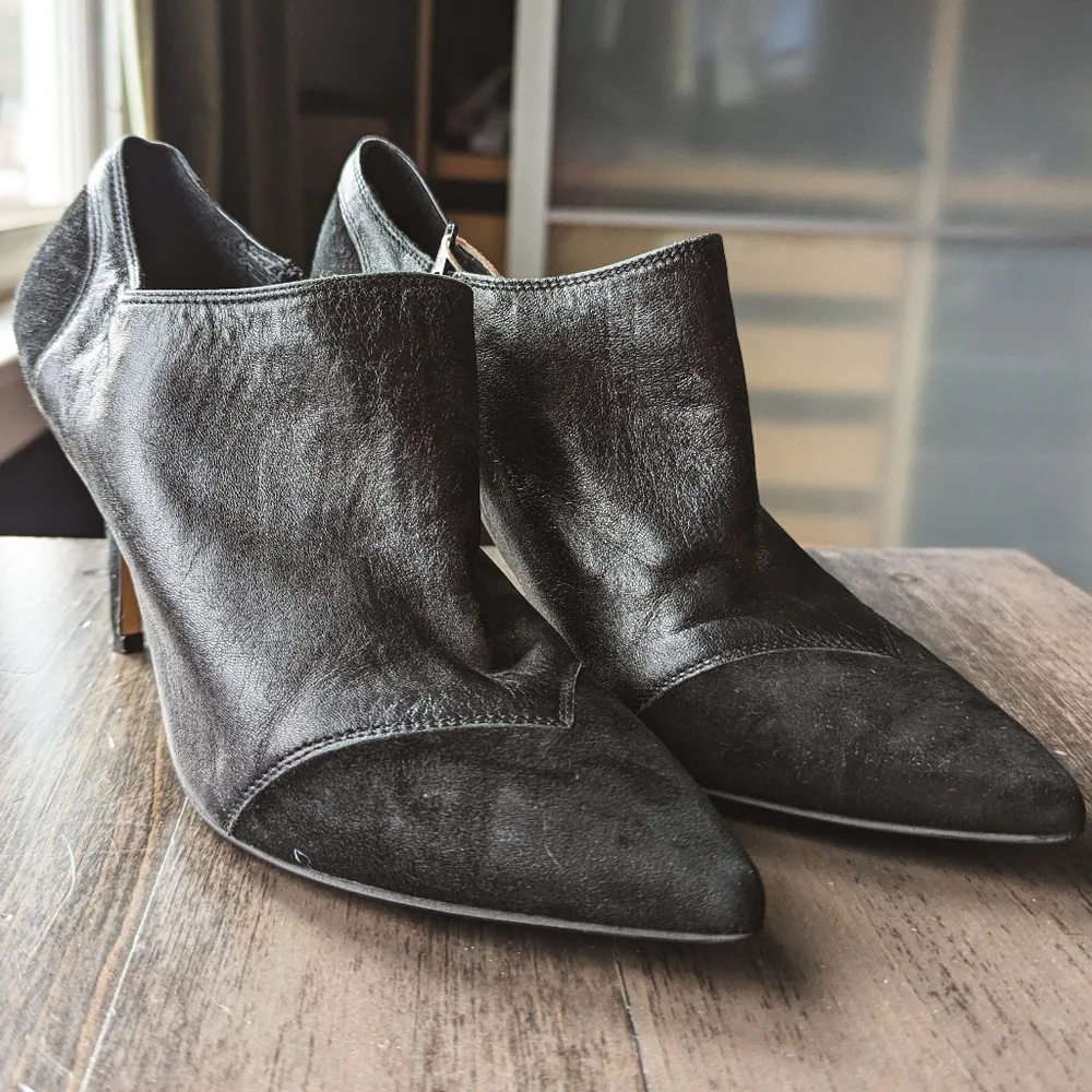 Leather & Suede Massimo Baldi Italian made Ankle Booties - size 39 - Picture 7 of 9